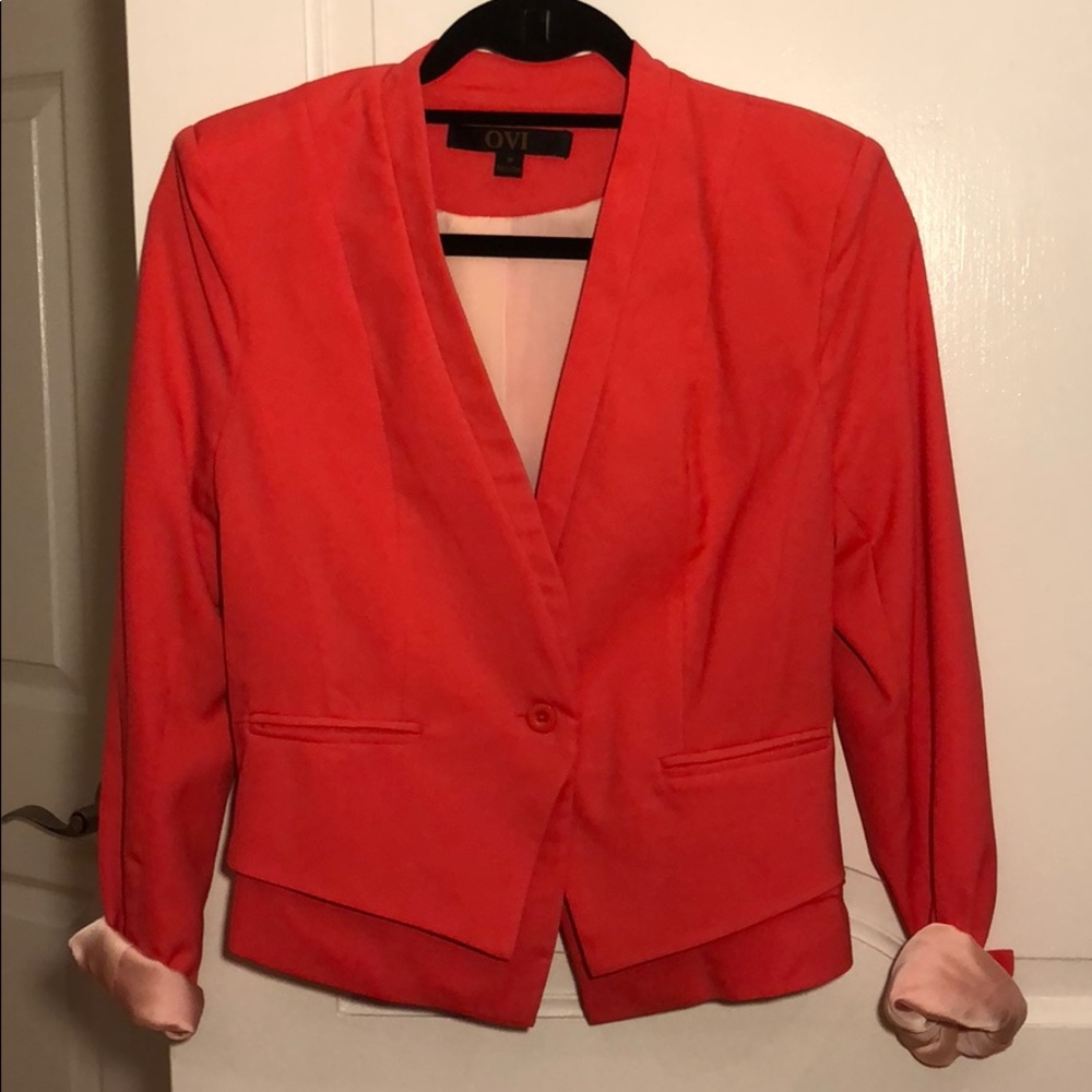 Bright Coral Double Hem Blazer